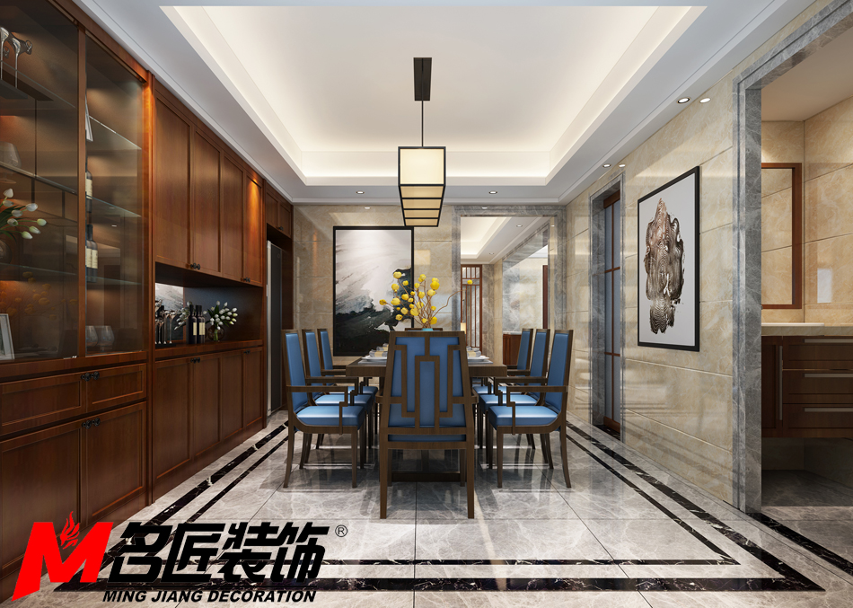 新中式风格室内装修设计效果图-普洱御景江南三居133平米