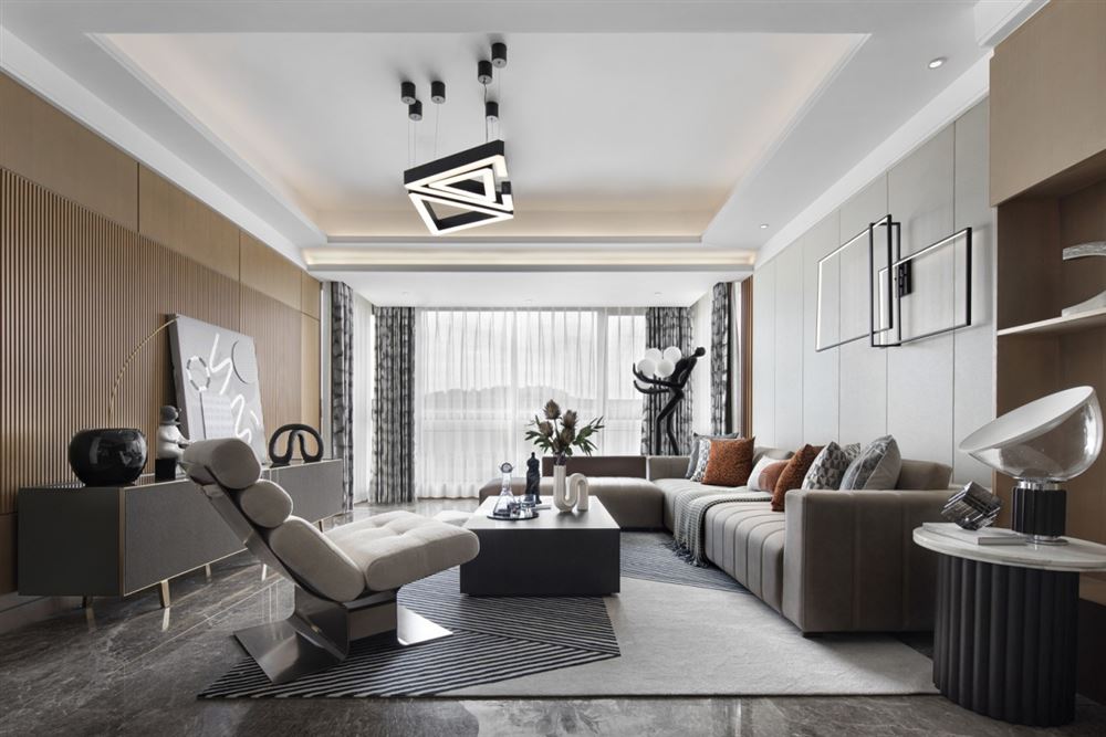 普洱室内装修湖泉湾160平方米四居-现代轻奢风格室内设计家装案例