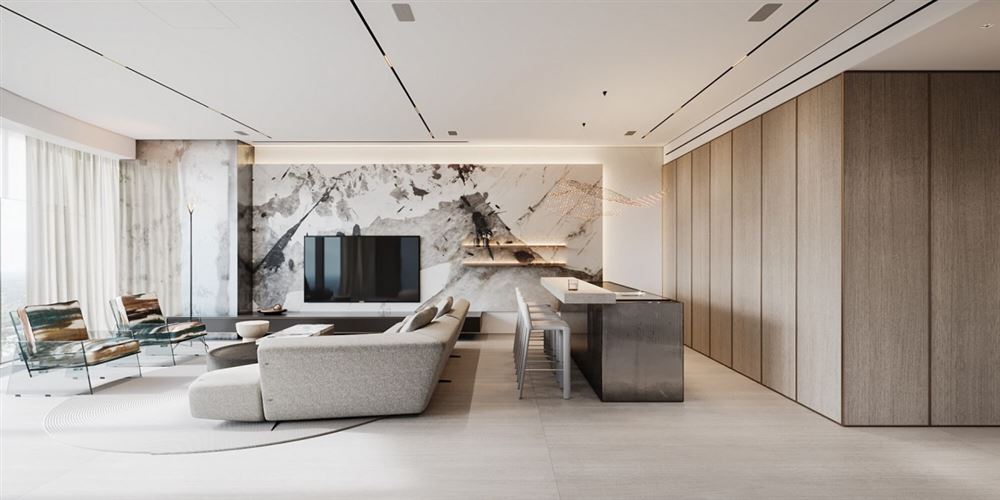 普洱室内装修中龙时代中心150平方米平层-现代简约风格室内设计家装案例