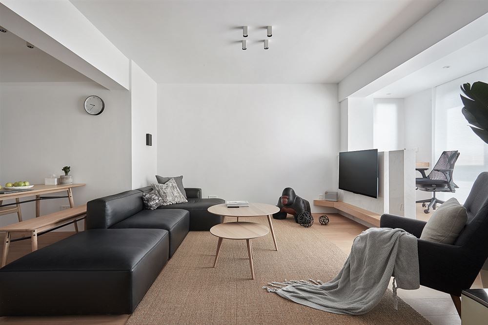 普洱装修设计万科金域中央108平方米三居-现代极简风格室内家装案例效果图