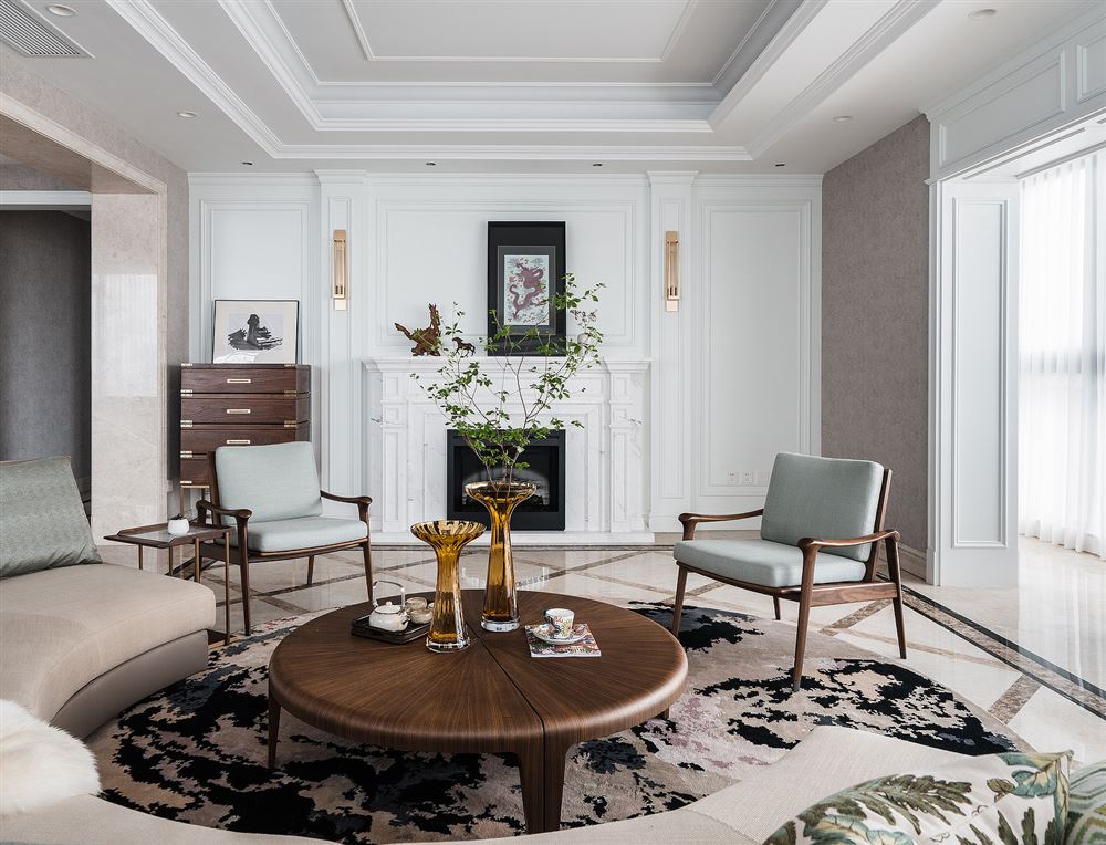普洱室内装修保利紫山花园146平方米四居-美式轻奢风格室内设计家装案例