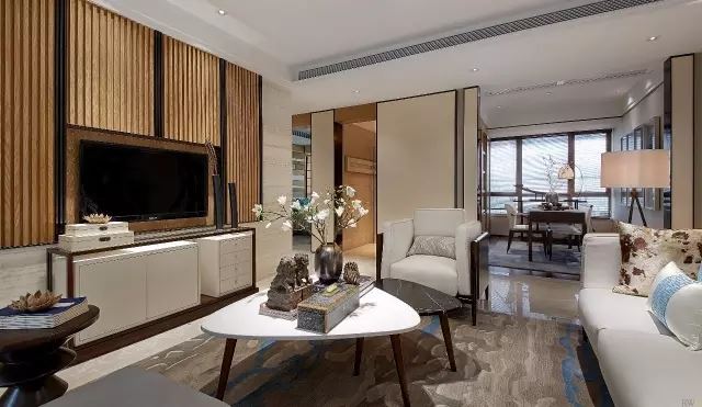 普洱室内装修金沙半岛128平方米三居-现代中式风格室内设计家装案例