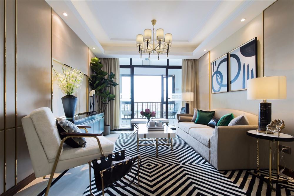 普洱室内装修雅居蓝湾98平方米三居-现代轻奢风格室内设计家装案例