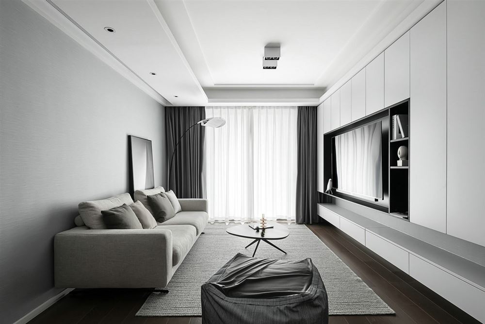 普洱室内装修深业城三期120平方米三居-现代简约风格室内设计家装案例