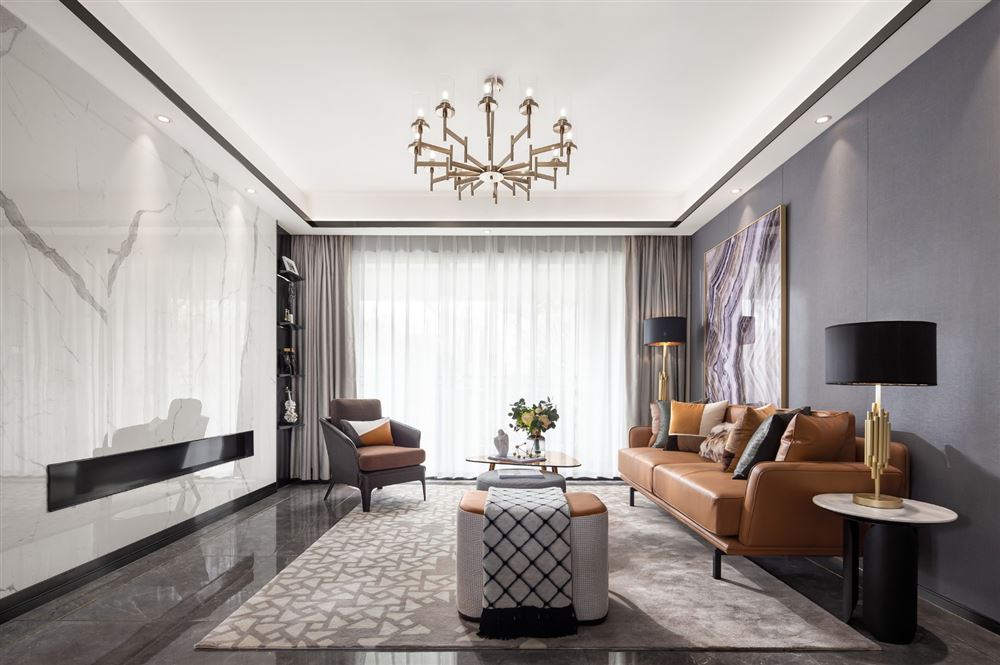 普洱室内装修雅居乐英伦首府135平米三居-现代轻奢风格室内设计家装案例