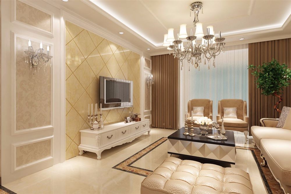 普洱室内装修美的翰城嘉园158平方米四居-欧式轻奢风格室内设计家装案例