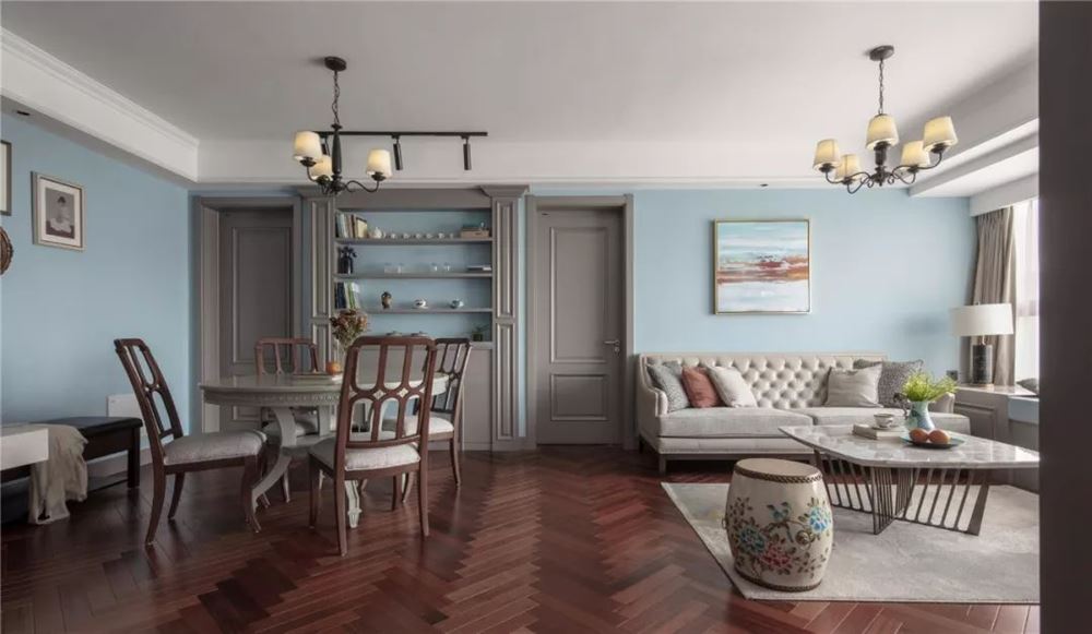 普洱嘉怡苑130平米三居-美式复古风格普洱家装设计室内装修效果图